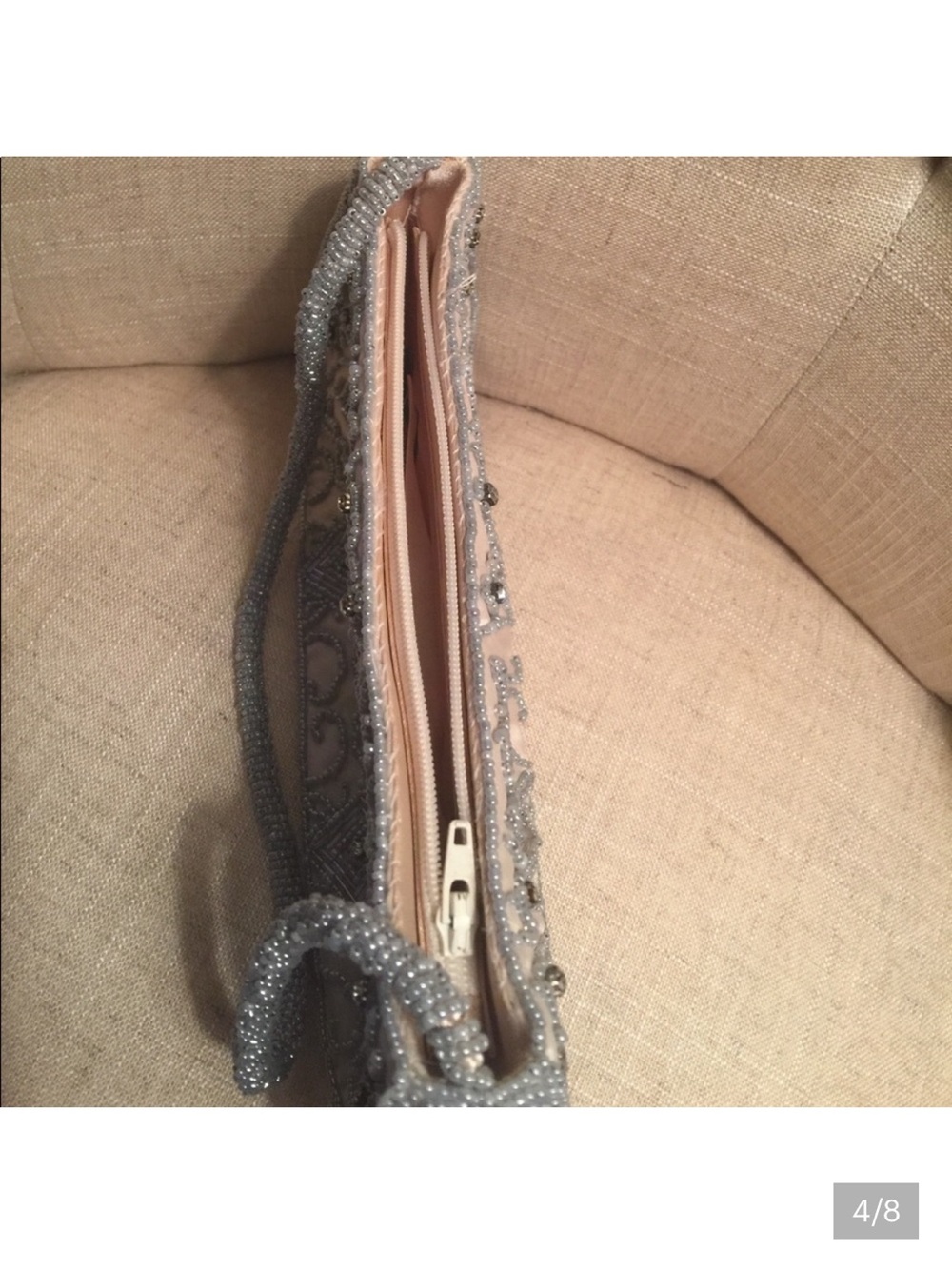 Preston & York Vintage Silver Beaded & Embellished Evening Clutch Handbag - Picture 4 of 13